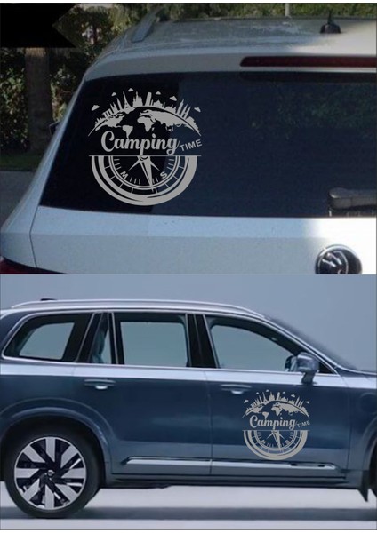 Pusula Karavan Kamp Offroad Camping Time Pusula Karavan Araba Oto Sticker Q55