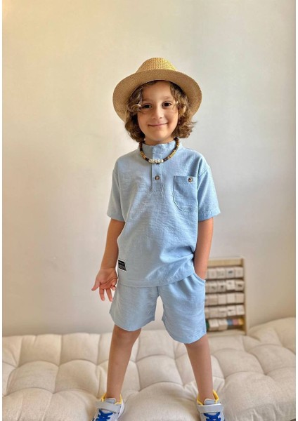 Erkek Çocuk Keten Kumaş Şortlu Takım modelleri