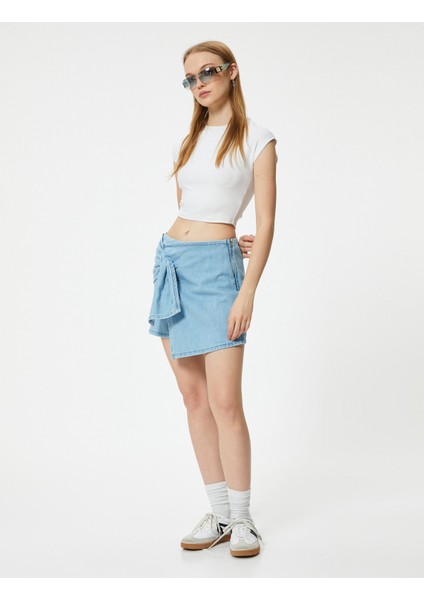 Mini Kot Şort Etek Drape Detaylı Relax Fit fiyatları