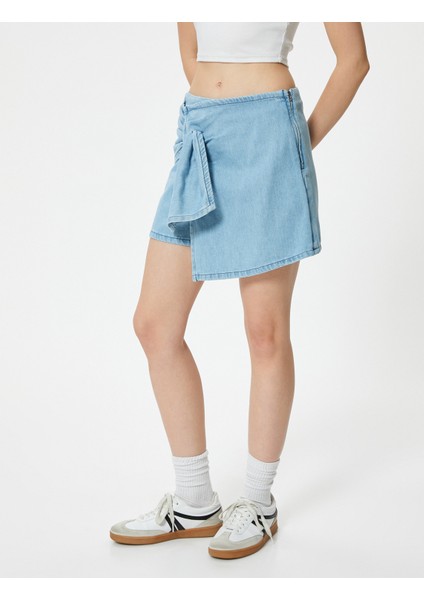 Mini Kot Şort Etek Drape Detaylı Relax Fit modelleri