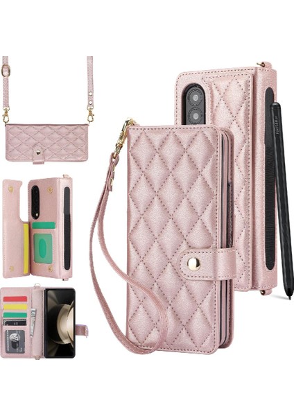 Samsung Galaxy Z Için Kılıf Fold 4 Premium Koruma Anti Hırsızlık Fırça Standı (Yurt Dışından)