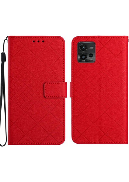 Motorola Moto G72 Için Flip Case El Kayışı Cüzdan ile 4g Elmas Kabartmalı (Yurt Dışından)