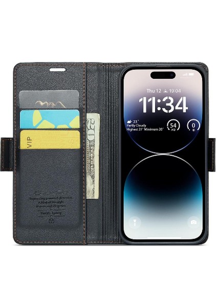 IPhone 14 Pro Max Darbeye Dayanıklı Durumda Anti Dolandırıcılık Cüzdan Durumda (Yurt Dışından)