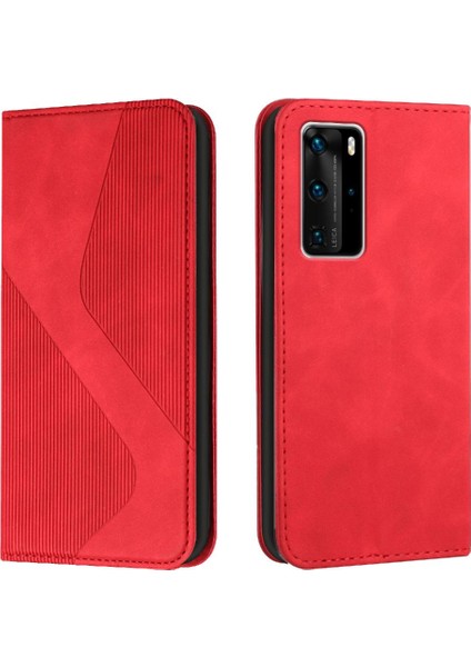 Huawei P40 Pro Cüzdan Için Kickstand Kart Yuvaları Tutucu Folio Kapak Pu (Yurt Dışından)