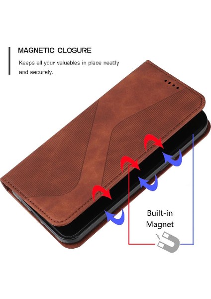 IPhone 15 Için Kılıf Pro Max Pu Deri Folio Kapak Manyetik Cüzdan Kickstand (Yurt Dışından)