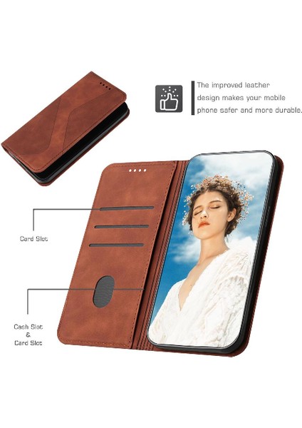 IPhone 15 Için Kılıf Pro Max Pu Deri Folio Kapak Manyetik Cüzdan Kickstand (Yurt Dışından)
