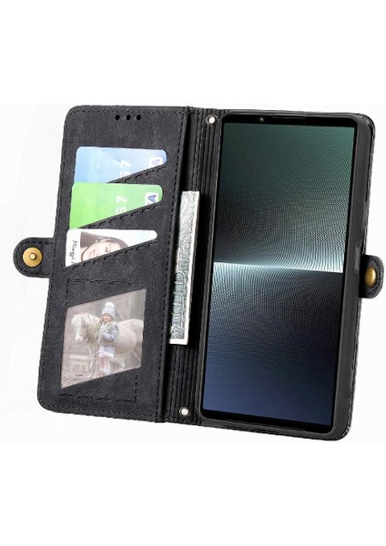 Sony Xperia 1 V Için Flip Case Darbeye Basit Iş Deri Kılıf (Yurt Dışından)