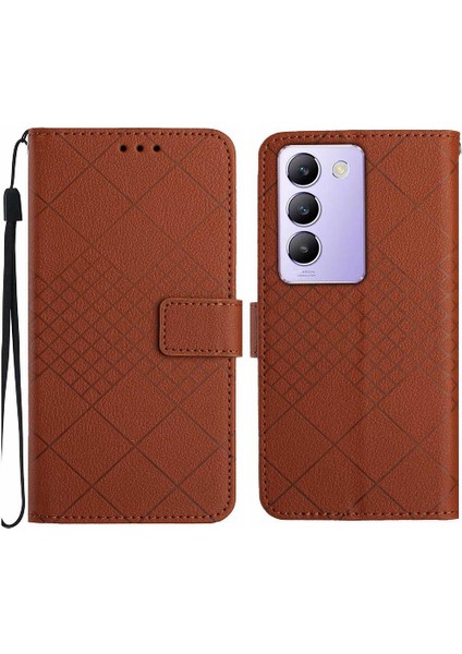 Vivo Y200E 5G/Y100 5g Için Flip Case El Kayışı ile Kart Yuvası Standı Cüzdan (Yurt Dışından)