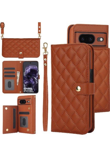 5 Kart Yuvaları ile Google Piksel 8 Anti Hırsızlık Fırça Crossbody Tarzı Için Kılıf (Yurt Dışından)