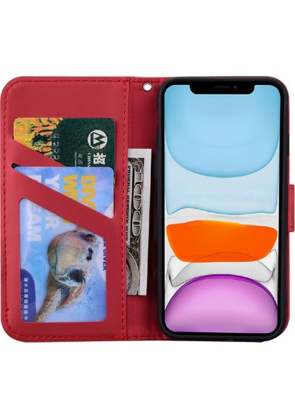 IPhone 11 Için Flip Case Deri Çanta Basit Iş Cüzdan Darbeye (Yurt Dışından)
