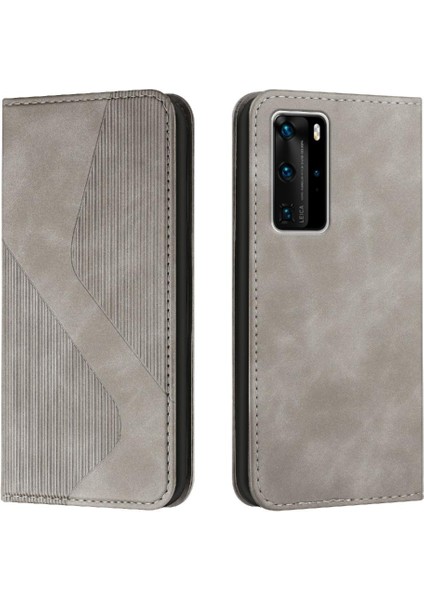 Huawei P40 Pro Cüzdan Için Kickstand Kart Yuvaları Tutucu Folio Kapak Pu (Yurt Dışından)