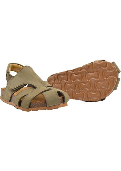 Arezzo Unisex Deri Çocuk Sandalet Haki