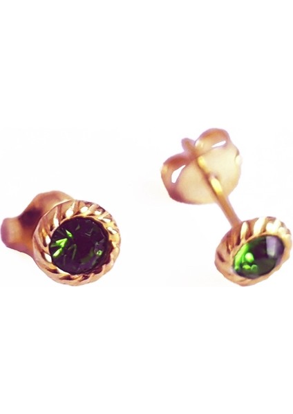 Zümrüt Tek Taş Gümüş Küpe - Rodyum Renk modelleri