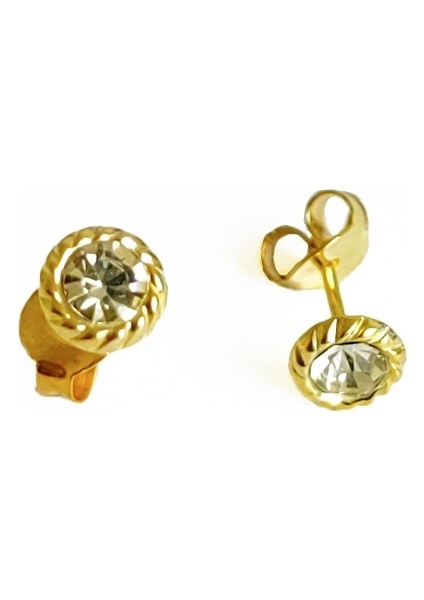 Beyaz Zirkon Tek Taş Gümüş Küpe - Rodyum Renk fiyatları