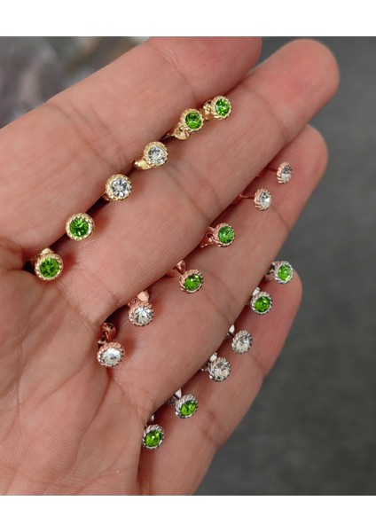 Beyaz Zirkon Tek Taş Gümüş Küpe - Rodyum Renk indirimleri