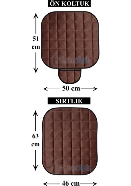 Lüx Soft Cepli Ortopedik Kadife Dokulu Oto Ön Koltuk Alt Minder ve Arka Koltuk Alt Minder Set N0:3-Kahve