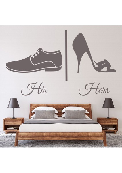 Onun ve Onun Ayakkabıları Tuvalet Banyo Dekoratif Duvar Sticker Çıkartma Ofis Oturma Odası