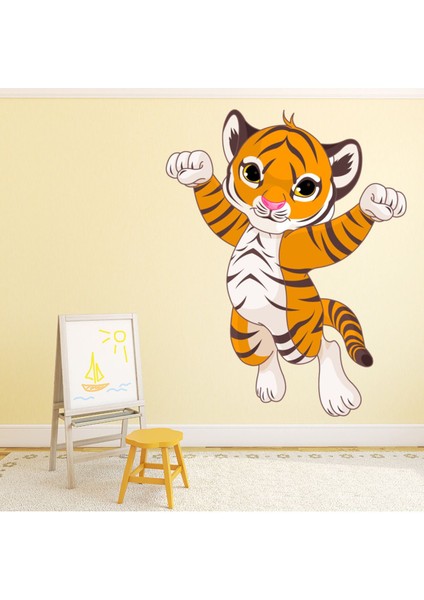 Sevimli Kaplan Çocuk Dekoratif Duvar Sticker Çıkartma Bebek Çocuk Odası