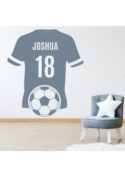 Kişiye Özel Isim ve Numara Futbol Forması Dekoratif Duvar Sticker Çıkartması Bebek Çocuk Odası