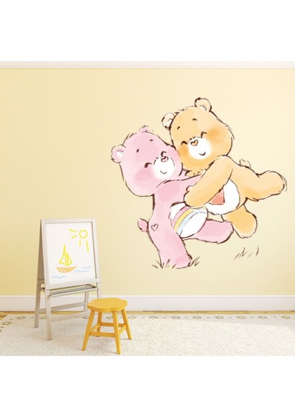 Sevimli Ayıcıklar Bebek Paylaşımı Ayı ve Şefkatli Ayı Sarılma Dekoratif Duvar Sticker Çıkartması