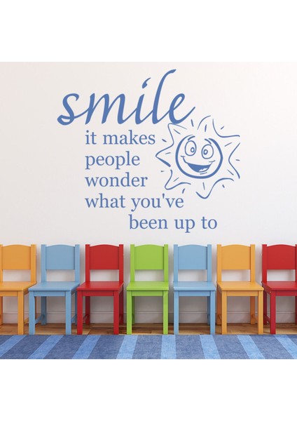 Gülümseme Ilham Verici Yazılı Dekoratif Duvar Sticker Çıkartma Bebek Çocuk Odası