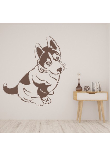 Husky Yavru Köpek Dekoratif Duvar Sticker Çıkartma Yatak Çocuk Odası