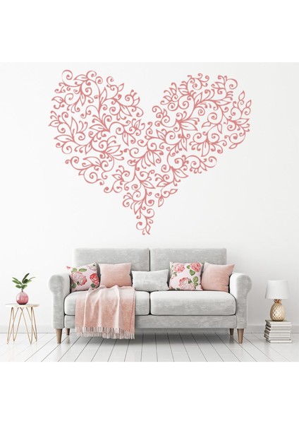 Çiçek Yaprak Aşk Kalp Dekoratif Duvar Sticker Çıkartma Ofis Oturma Odası