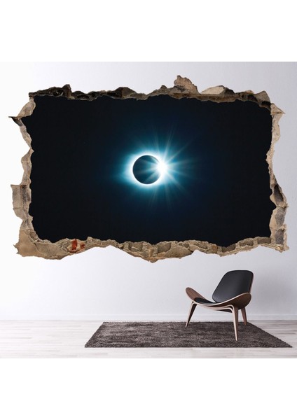 Total Eclipse Moon 3D Delikli Dekoratif Duvar Sticker Çıkartması Bebek Çocuk Odası