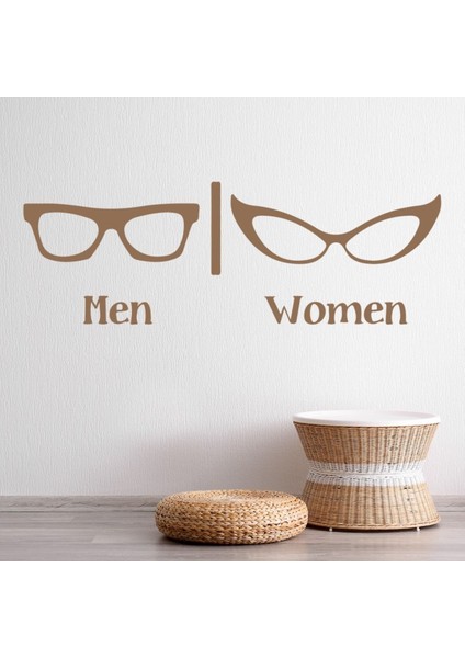 Erkek ve Kadın Gözlük Tuvalet Banyo Dekoratif Duvar Sticker Çıkartma Ofis Oturma Odası