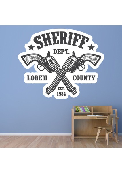 Vahşi Batı Kovboy Şerif Logosu Dekoratif Duvar Sticker Çıkartma Bebek Çocuk Odası