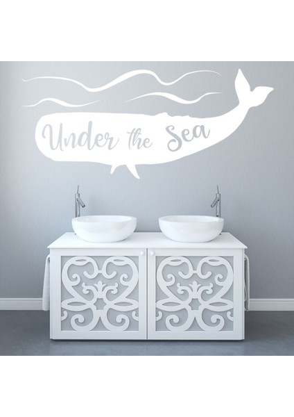 Deniz Altında Balina Yazılı Dekoratif Duvar Sticker Çıkartma Ofis Oturma Odası