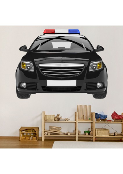 Polis Arabası Ön Acil Durum Aracı Dekoratif Duvar Sticker Çıkartma Bebek Çocuk Odası