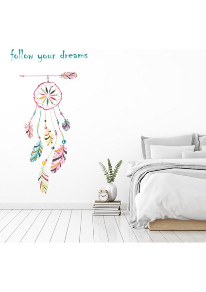 Hayallerinin Peşinden Koş Dreamcatcher Dekoratif Duvar Sticker Çıkartma Ofis Oturma Odası