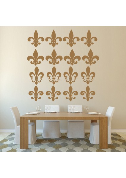 Fleur De Lis Çini Dekoratif Duvar Çıkartma Seti Ofis Oturma Odası