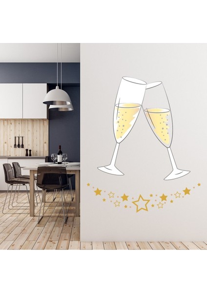 Şampanya Kadehi Kutlama Fizz Dekoratif Duvar Sticker Çıkartma Ofis Oturma Odası