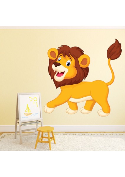 Mutlu Aslan Çocuk Dekoratif Duvar Sticker Çıkartma Bebek Çocuk Odası