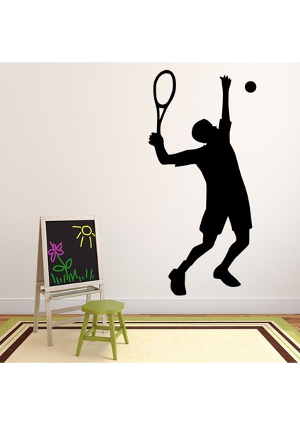 Tenis Oyuncusu Yüksek Servis Tenis Dekoratif Duvar Sticker Çıkartma Spor Salonu Çocuk Odası