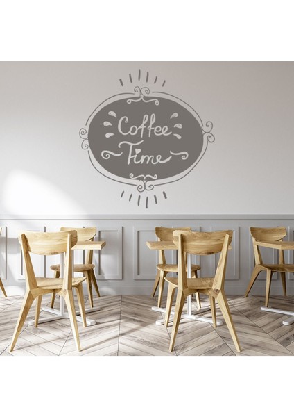 Kahve Saati Cafe Restoran Dekoratif Duvar Sticker Çıkartma Ofis Oturma Odası