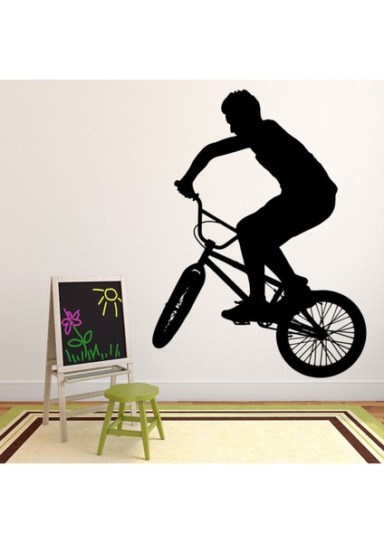 Bmx Binici Bisiklet Spor Dekoratif Duvar Sticker Çıkartma Spor Salonu Çocuk Odası