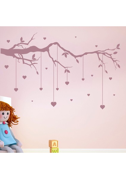 Ağaç Dalı Aşk Kalp Dekoratif Duvar Sticker Çıkartma Bebek Çocuk Odası