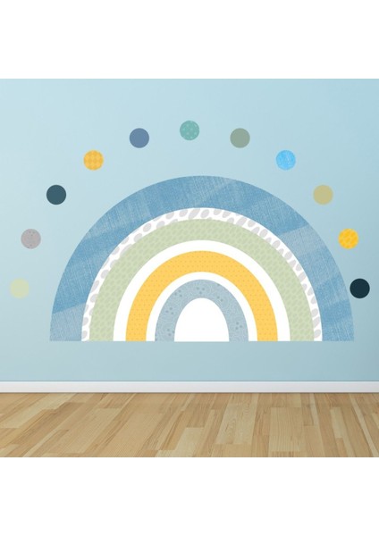 Les Petits Buttons'tan Gökkuşağı Mavi Dekoratif Duvar Sticker Çıkartması Bebek Çocuk Odası
