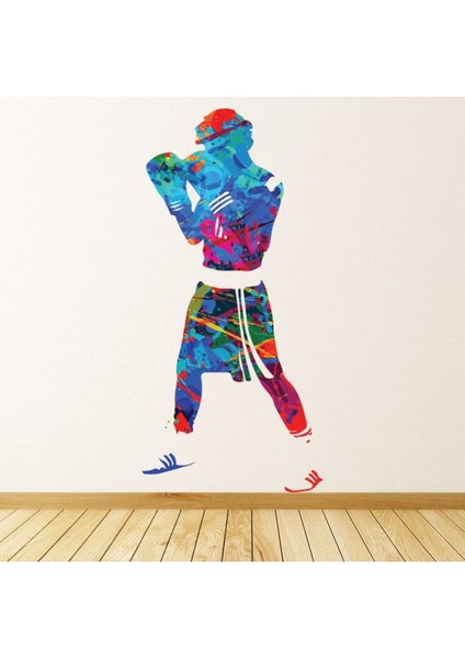 Boya Sıçrama Boksör Dekoratif Duvar Sticker Çıkartma Spor Salonu Çocuk Odası