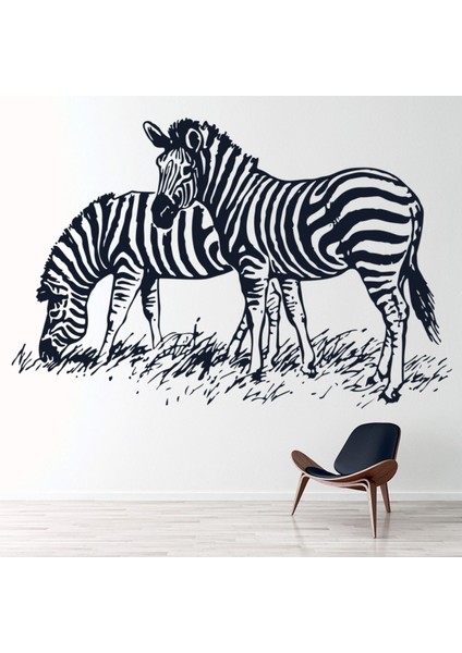 Zebra Safari Hayvanlarını Besleme Dekoratif Duvar Sticker Çıkartma Yatak Çocuk Odası