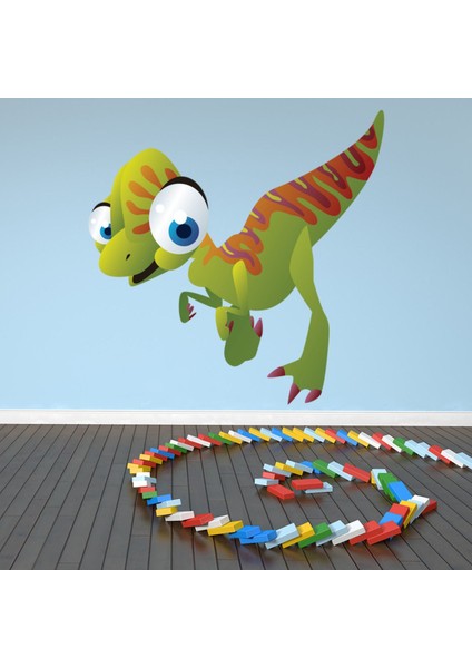 Sevimli Velociraptor Dinozor Dekoratif Duvar Sticker Çıkartması Bebek Çocuk Odası