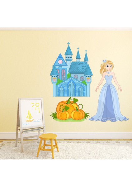 Cinderella Masal Prensesi Dekoratif Duvar Çıkartma Seti Bebek Çocuk Odası