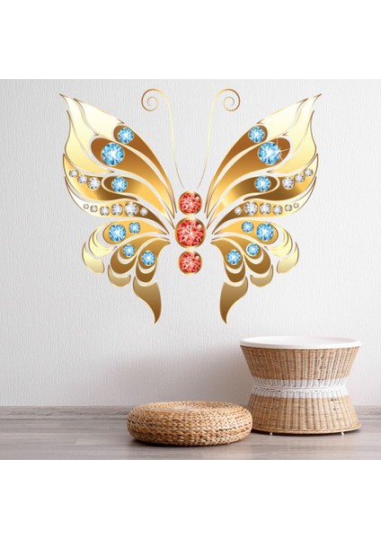Altın Kelebek Dekoratif Duvar Sticker Çıkartma Yatak Çocuk Odası