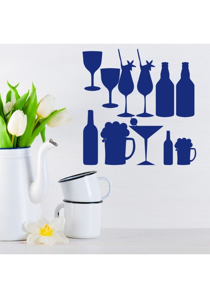 Bar Içecekleri Bira Kokteylleri Şarap Dekoratif Duvar Çıkartma Seti Mutfak Ofis Yatak Odası