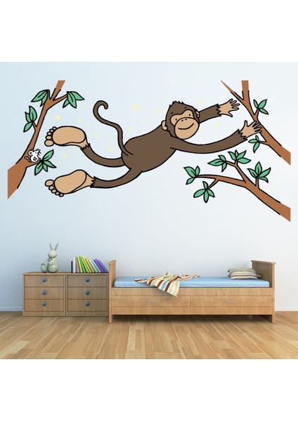 Bu Benim Değil... Sallanan Maymun Dekoratif Duvar Sticker Çıkartma Bebek Çocuk Odası
