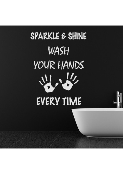 Işıltı ve Parlatıcı Ellerinizi Yıkayın Dekoratif Duvar Sticker Çıkartması Ofis Oturma Odası