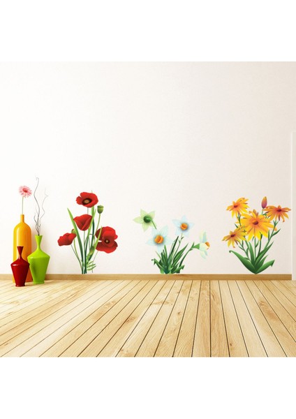 Çiçek Buketi Çiçek Dekoratif Duvar Çıkartma Seti Ofis Oturma Odası